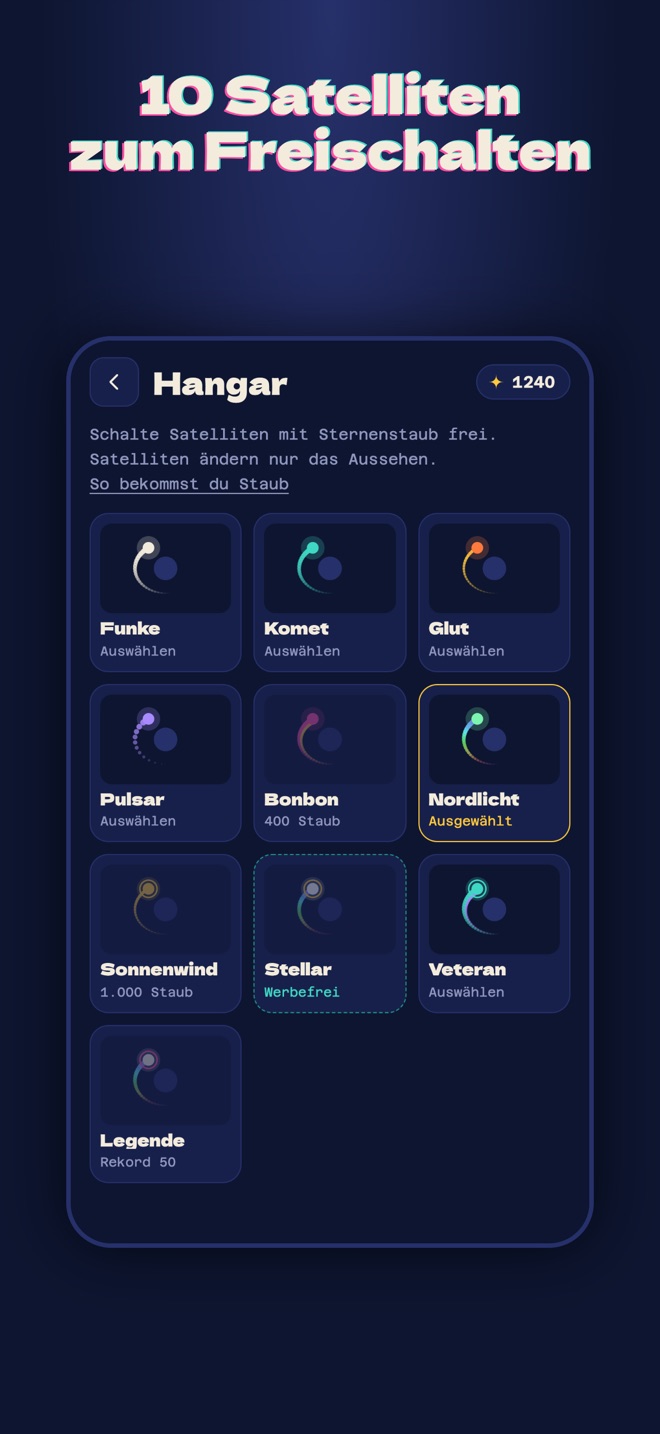 Hangar mit 10 Satelliten