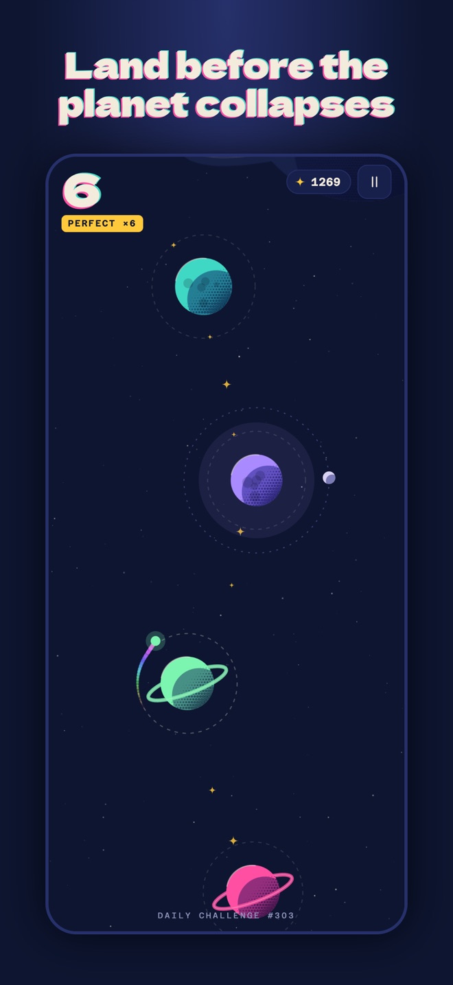 The satellite flies from planet to planet, Perfect ×6 combo